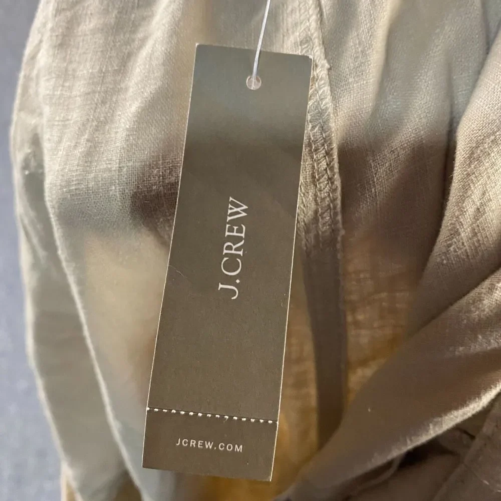 J Crew Pants Women's 2X Beige Jogger Taper Drawstring Linen Blend‎ NWT